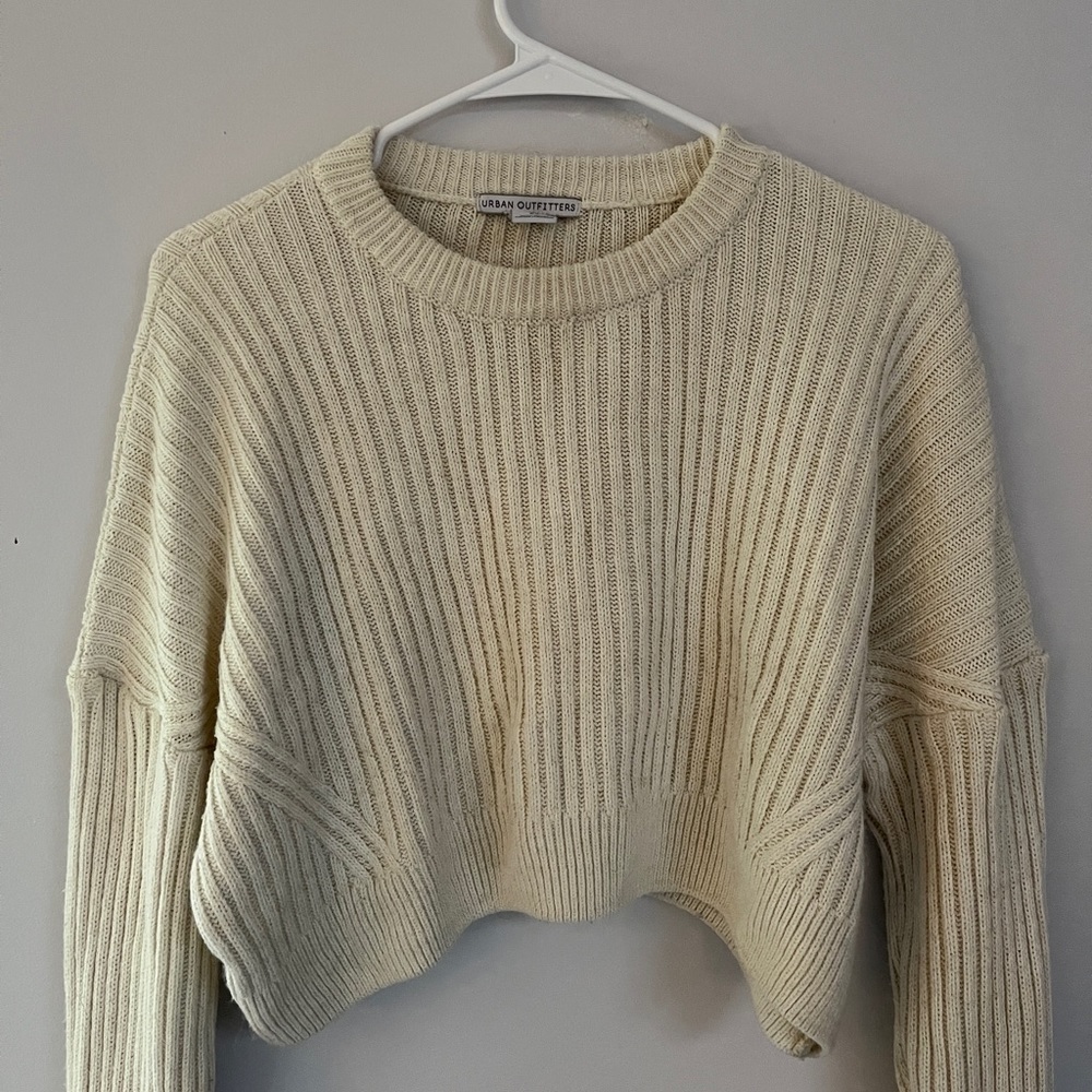 White crop knit sweater